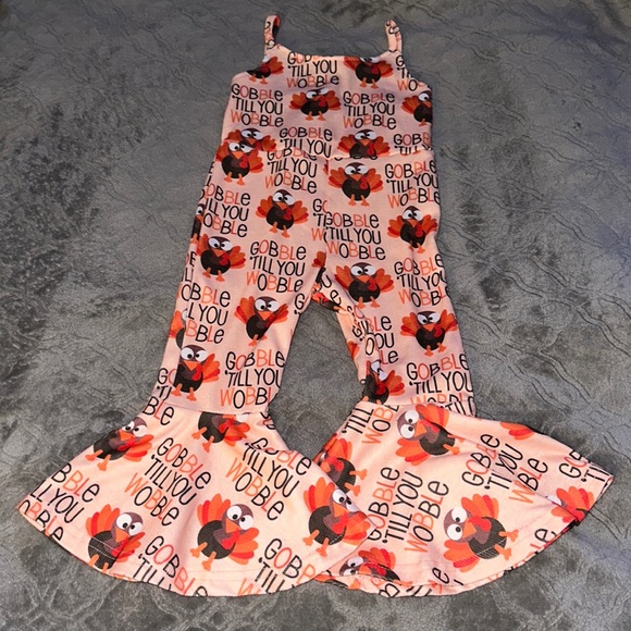Boutique Thanksgiving Gobble Till You Wobble Flared Romper Size 110 4/5 - Picture 1 of 4